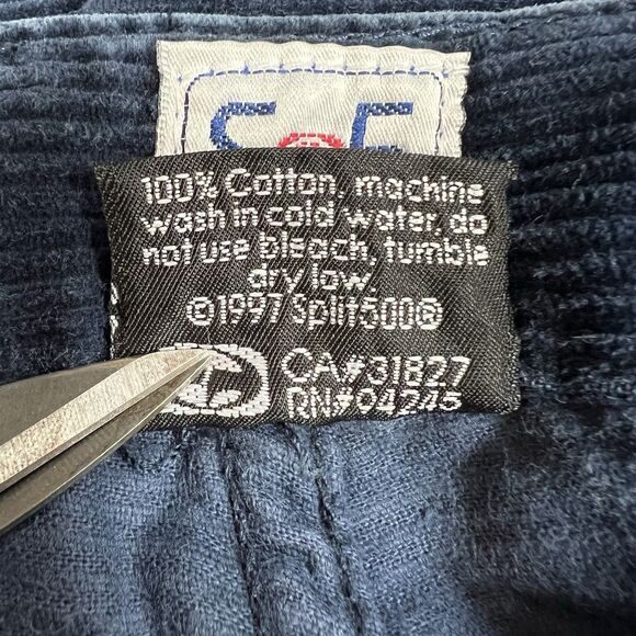 Split Vintage Skateboard Blue Corduroy Embroidered Grunge Y2K Pants Sz 28 Baggy - Picture 8 of 11